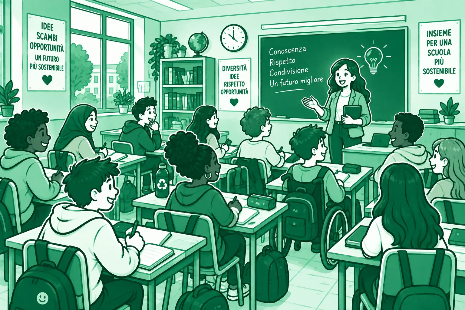 Illustrazione: una classe piena di studenti.
